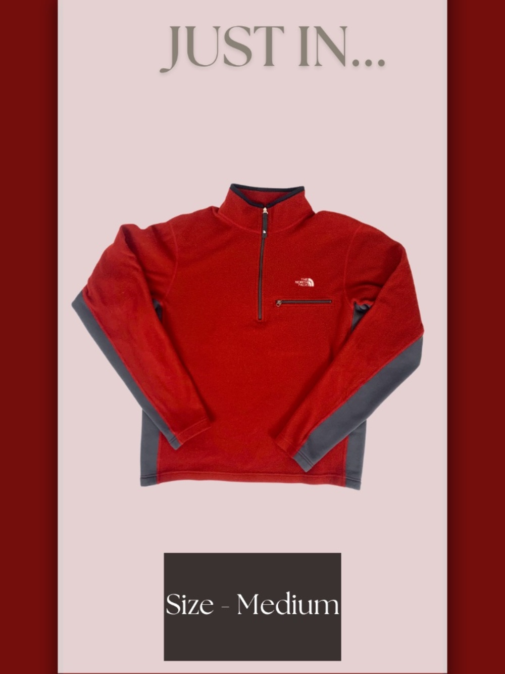 The North Face Polartec 1/4 Zip Fleece Pullover Red Black M Fall Gorpcore
